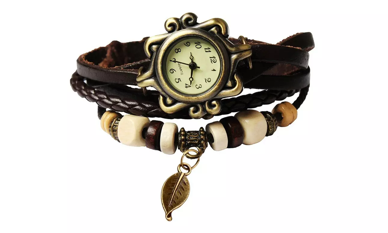 Women's Vintage Bohemian Vegan Leather Watch  (Charm And Color Choices)