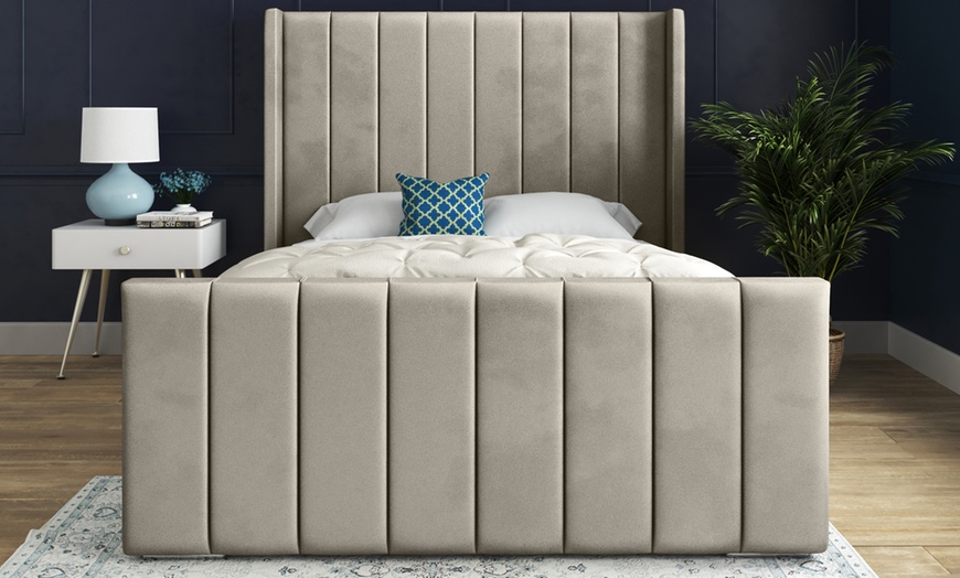 Image 3: DS Living Oxford Panel Upholstered Soft Velvet Bed