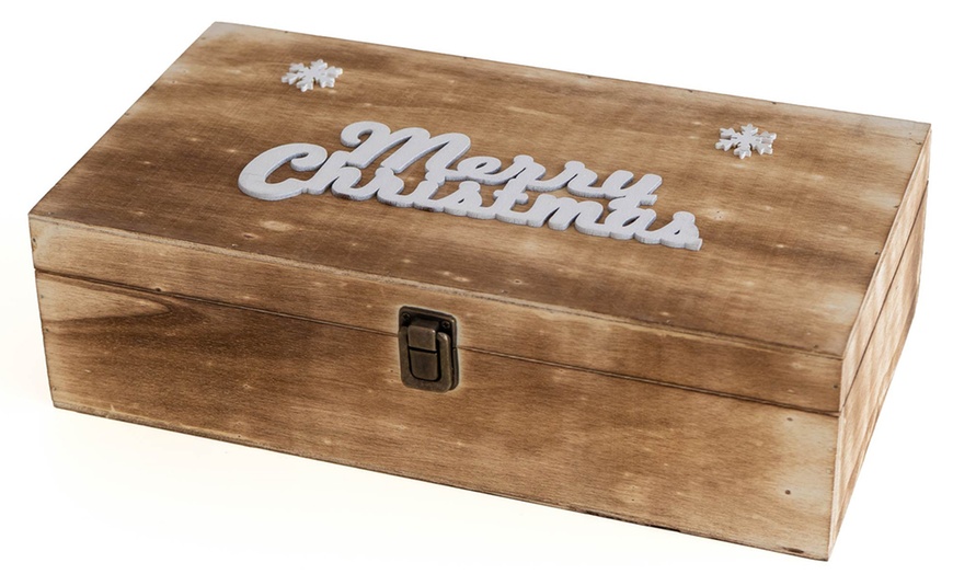 Image 7: Cassetta portabottiglie natalizia