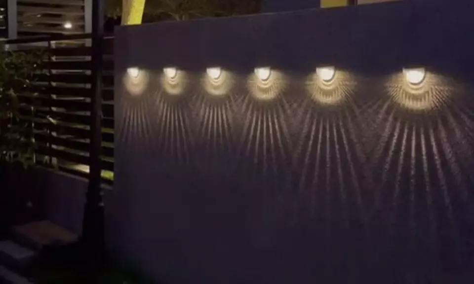 2, 4 or 6 pack of Solar 6 LED Water Droplet Wall Lights
