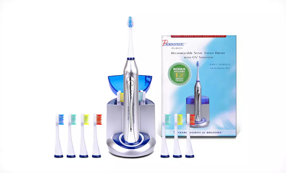 $49.99 for a Pursonic Deluxe Sonic Toothbrush with 12 Brush Heads and UV Sanitizer ($130 List Price). Free Shipping. - Second Medium