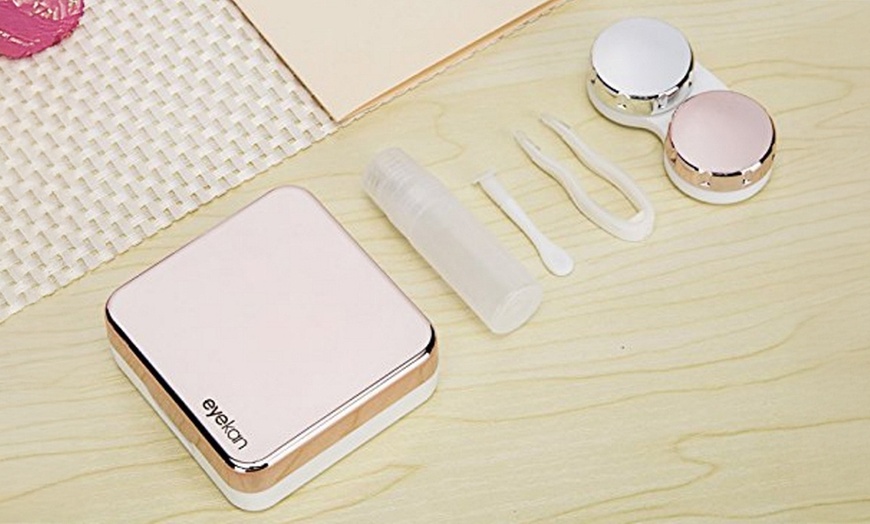 Image 1: Mini Contact Lens Travel Case Box Container Kit Set Holder With Mirror