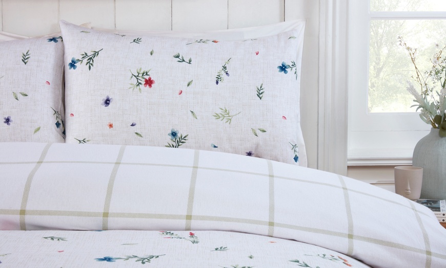 Image 2: Brushed Cotton Meadow Floral Bedding - Duvet Set or Bed Sheet Set