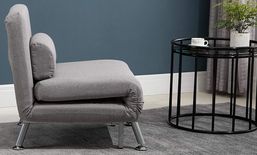 Image 12: HomCom Convertible Single Sleeper Chair Sofa Bed