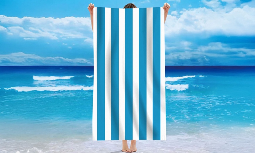 Image 16: Single Jersey Striped Summer Beach or Bath Towel