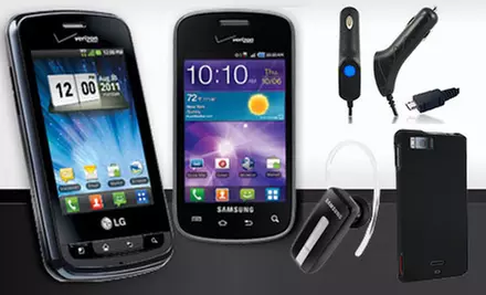 $10 for a Verizon Wireless Smartphone, Accessories Pack, and $25 Verizon Wireless Gift Card ($104.97 Value). Shipping Included. - Primary Image