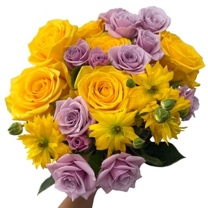 Sunshine & Serenity: Yellow & Lavender Bouquet (Shipping Not Included) - Rose Farmers - Rose Farmers
