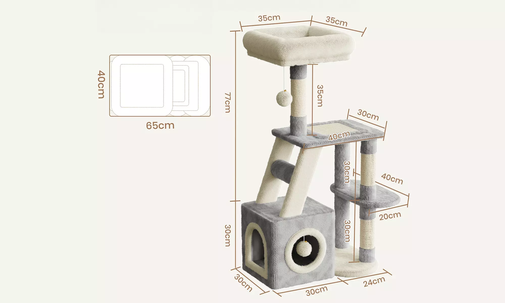 Meerlaagse grijze kattenboom