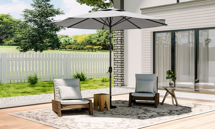 Image 2: Outdoor Large 3M Rotating Parasol with Multiple Base 