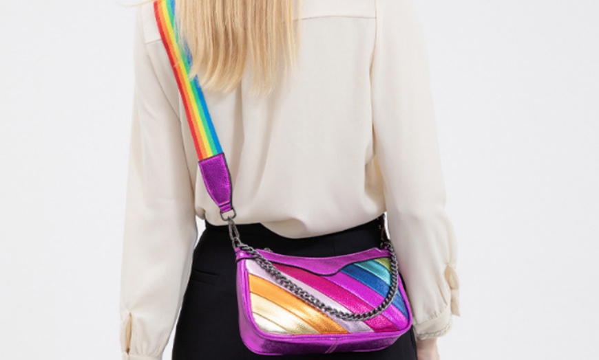 Image 7: Rainbow Quilted PU Shoulder and Crossbody Bag