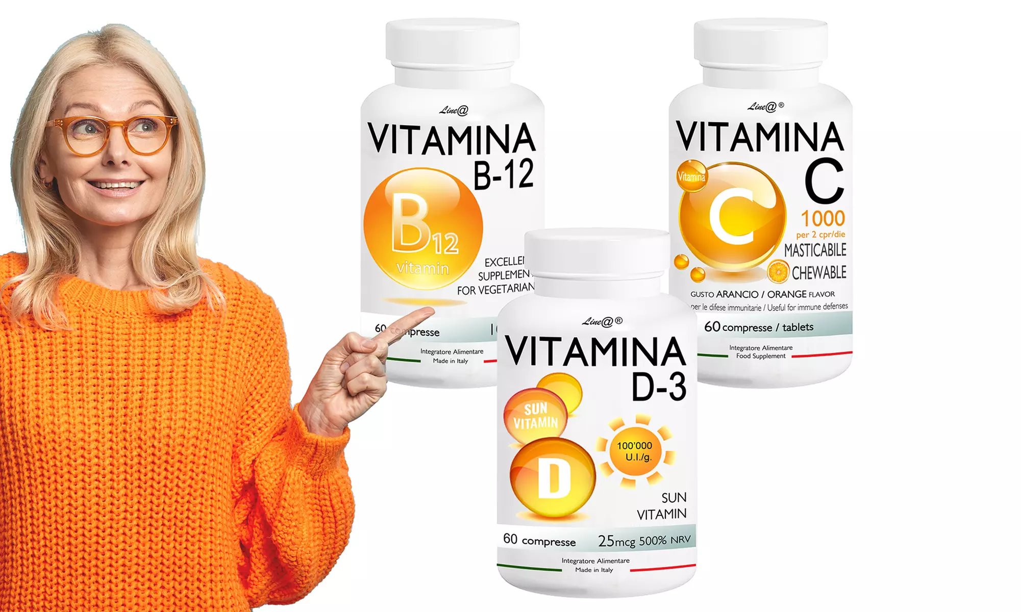 30, 60 o 120 vitamine B,C,D in compresse Line@ - Primary Image