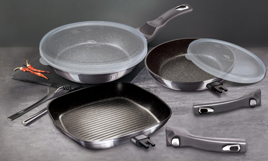 Image 7: Berlinger Haus 5 Pc Frying Pan Set With Grill And Detachable Handles