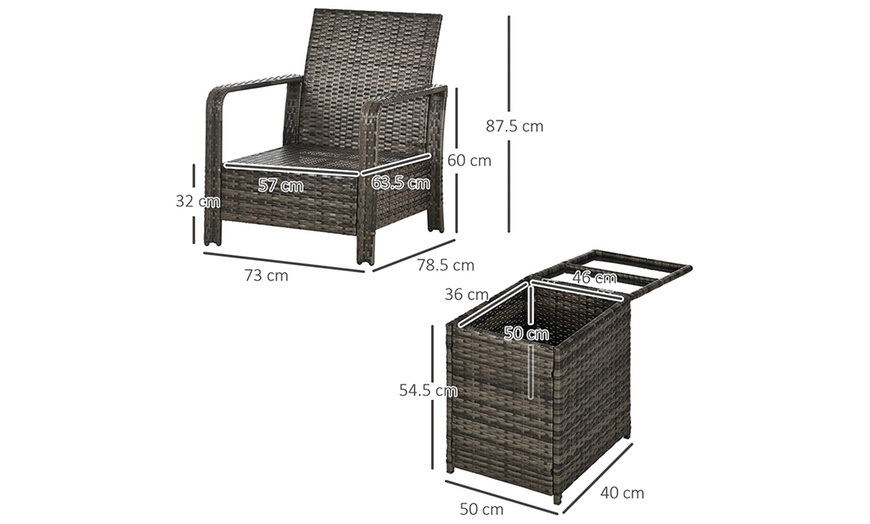 Image 10: Outsunny 3-Piece Rattan Effect Bistro Set