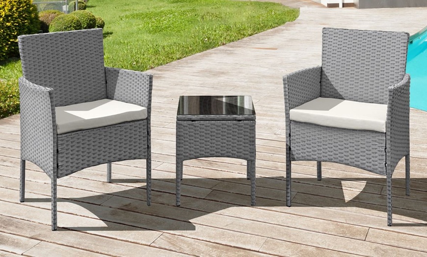 Image 1: Rattan Effect Two-Seater Bistro Set