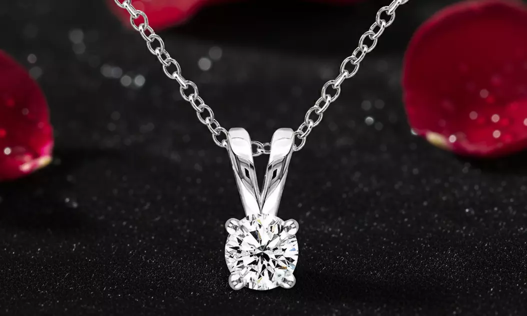Sterling Silver Cubic Zirconia 5mm Round Solitaire Necklace