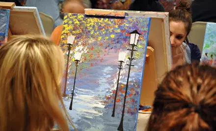 $25 for One Adult Painting Class with Complimentary Glass of Wine at Art By The Glazz ($55 Value)  - Primary Image