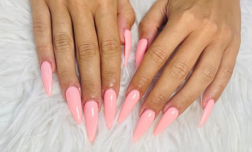 Image 2: Full Acrylic or Hard Gel Nail Extensions with Polish Options and More