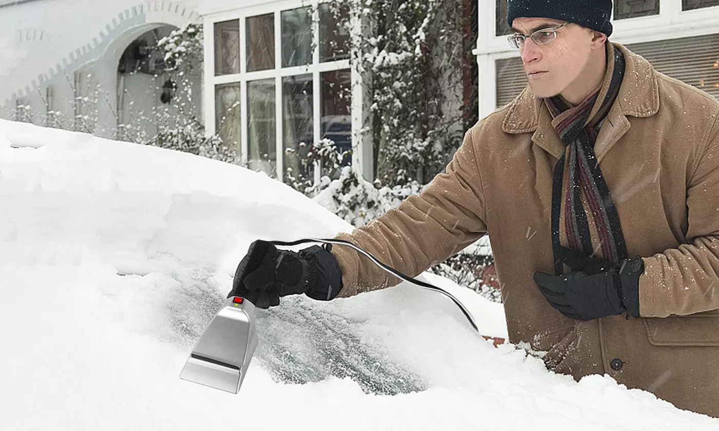 iMounTEK 12V Heated Ice Scraper with Squeegee and 14FT Cable