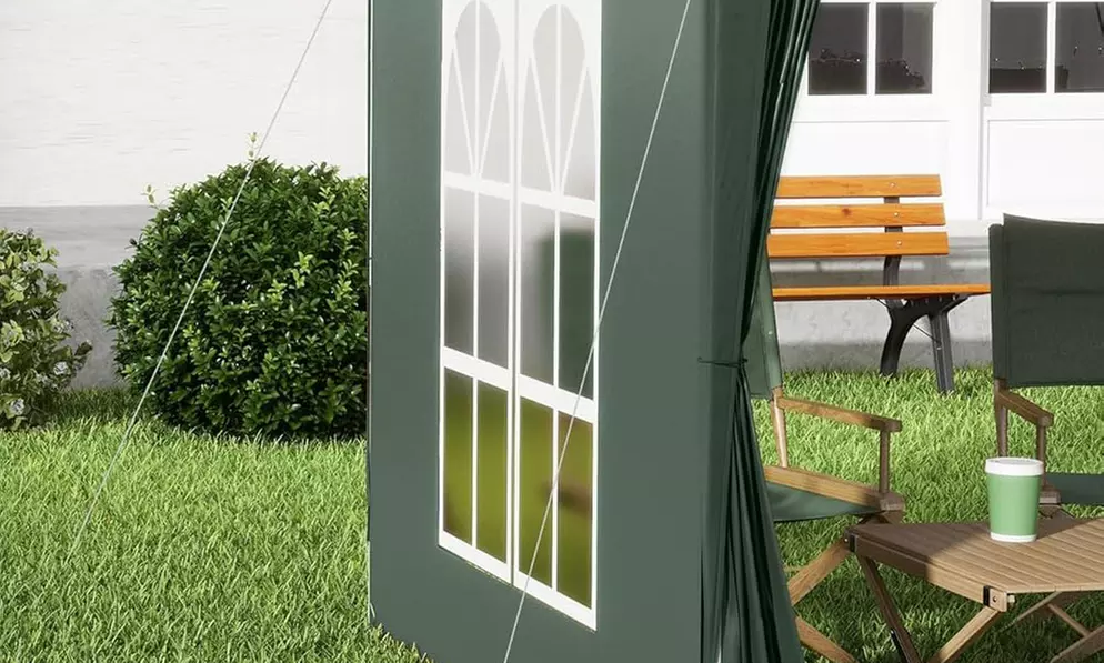 Outsunny Pop-Up Gazebo 2m x 2m with Side Panels in Blue, Black, Green