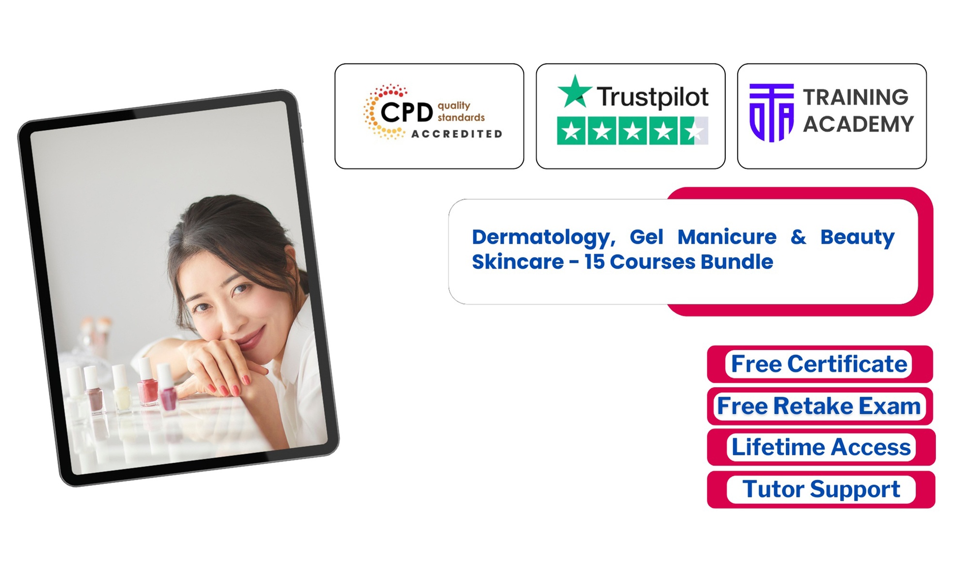 Dermatology, Gel Manicure & Beauty Skincare - 15 Courses Bundle