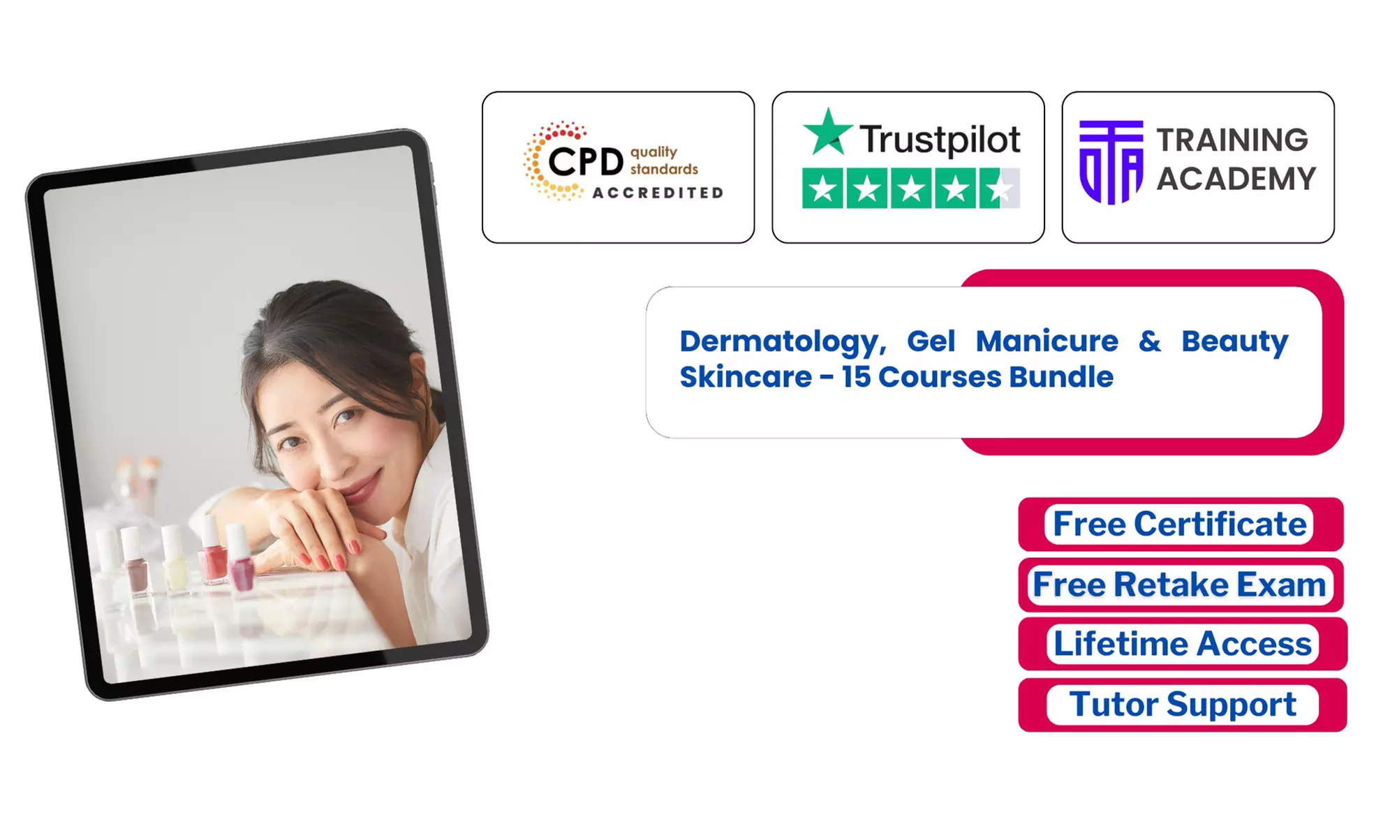 Dermatology, Gel Manicure & Beauty Skincare - 15 Courses or Lifetime Membership to 2000+ Courses (Up to 55% Off) - Primary Image