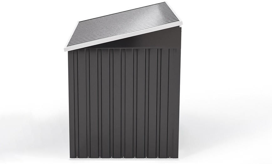 Image 4: Living And Home 176cm Charcoal Steel Outdoor Trash & Recycle Bin Shed