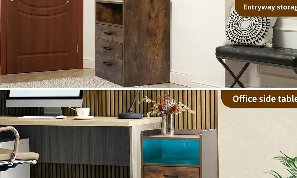 Levede LED Bedside Table – 3 Drawer Smart Nightstand