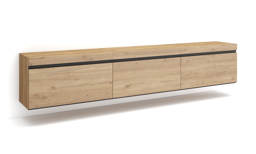Image 3: Meuble TV suspendu avec grande capacité de rangement  