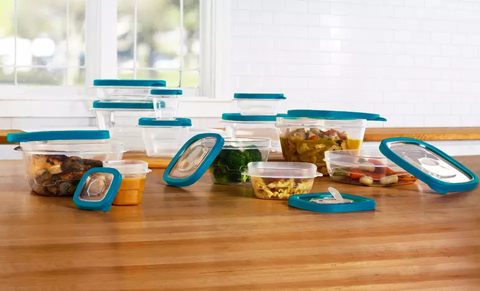 24-Piece Plastic Food Storage Container Set with Steam Vents. Free Returns. - Primary Image