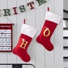 Image 2: Red Flannel Christmas Stocking with Letter Design