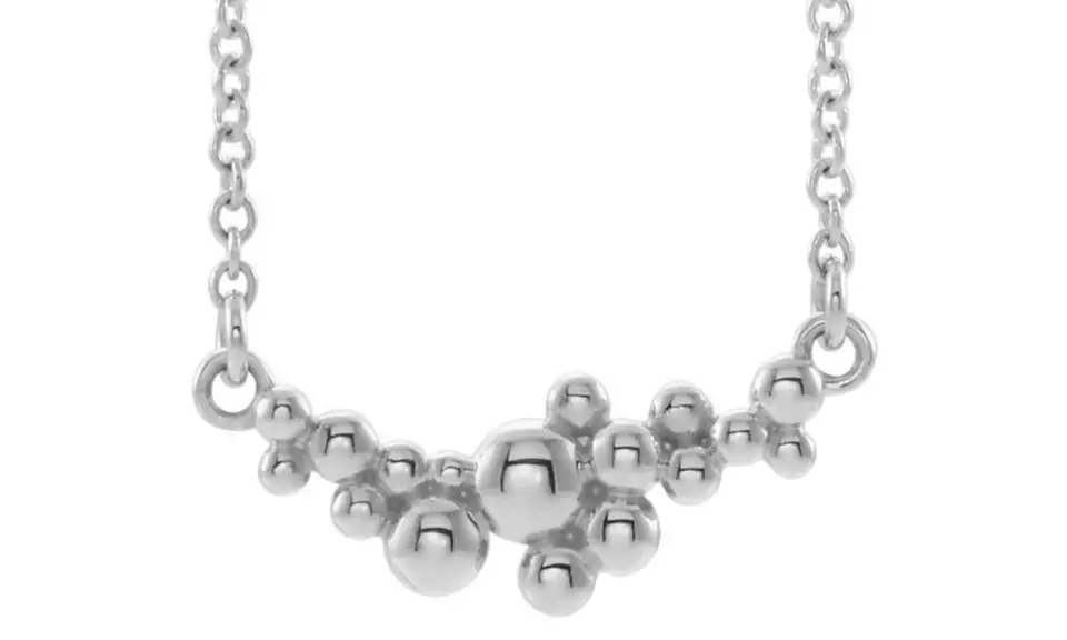 Paris Jewelry 14K White Gold Rhodium Plated Scattered Bead 18 Necklace - Primary Image