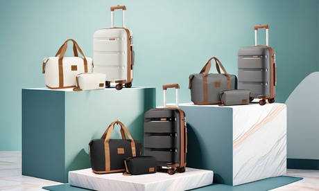 Groupon 20 Inch Suitcase and a Travel Bag Set,Cream Brown