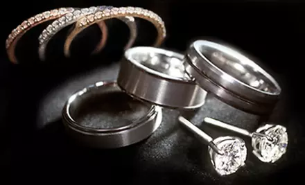 Men's Tungsten Band, Women's Diamond Band, or Diamond-Stud Earrings at Mark Awad Diamonds & Fine Jewelry (Up to 72% Off) - Primary Image