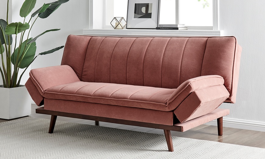 Image 13: Three-Seater Velvet Sofa Bed