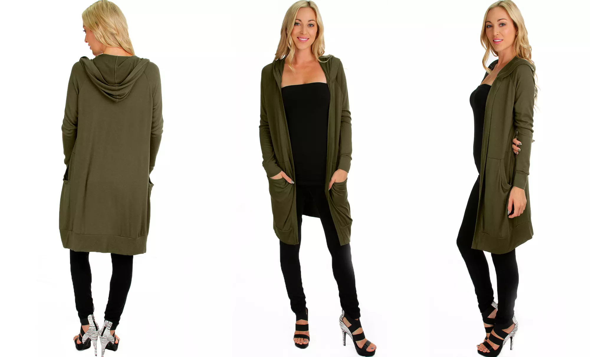 Lyss Loo Women's Long-Line Hooded Cardigans - Second Medium