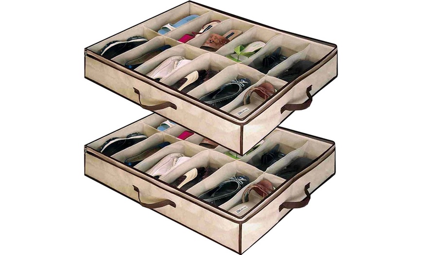 Image 1: 2 Under Bed Shoe Organisers
