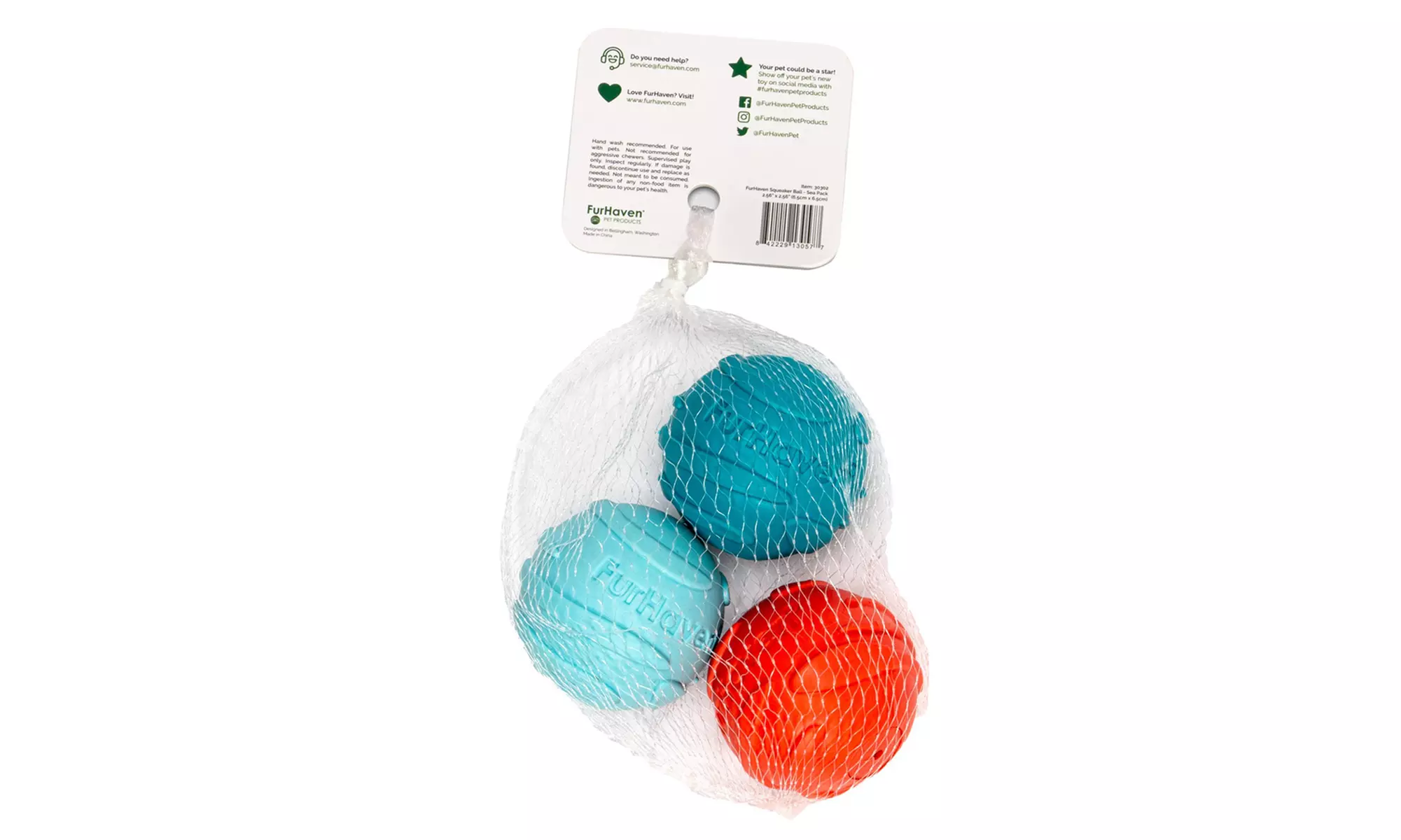 FurHaven Fetch N' Fun TPR Ball Squeaky Dog Toy 3-Pack