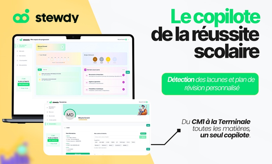 Image 1: Un mois de succès scolaire avec Stewdy, le coach basé sur l'IA