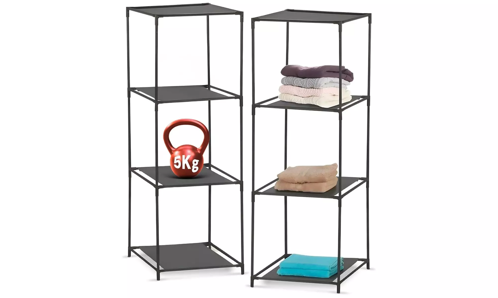 Set 2 scaffali modulari salvaspazio, 3 ripiani in stoffa - Primary Image