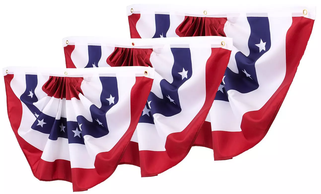 4 Pack American Patriotic Pleated Bunting USA Flag