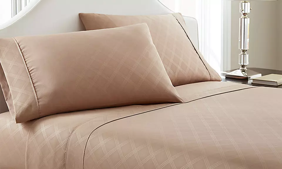 Hotel New York Embossed Plaid Microfiber Sheet Set - Primary Image