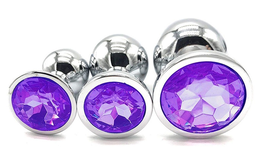 Image 2: Stainless Steel Jeweled Anal Plugs Stimulation Toys Stopper Multi Color