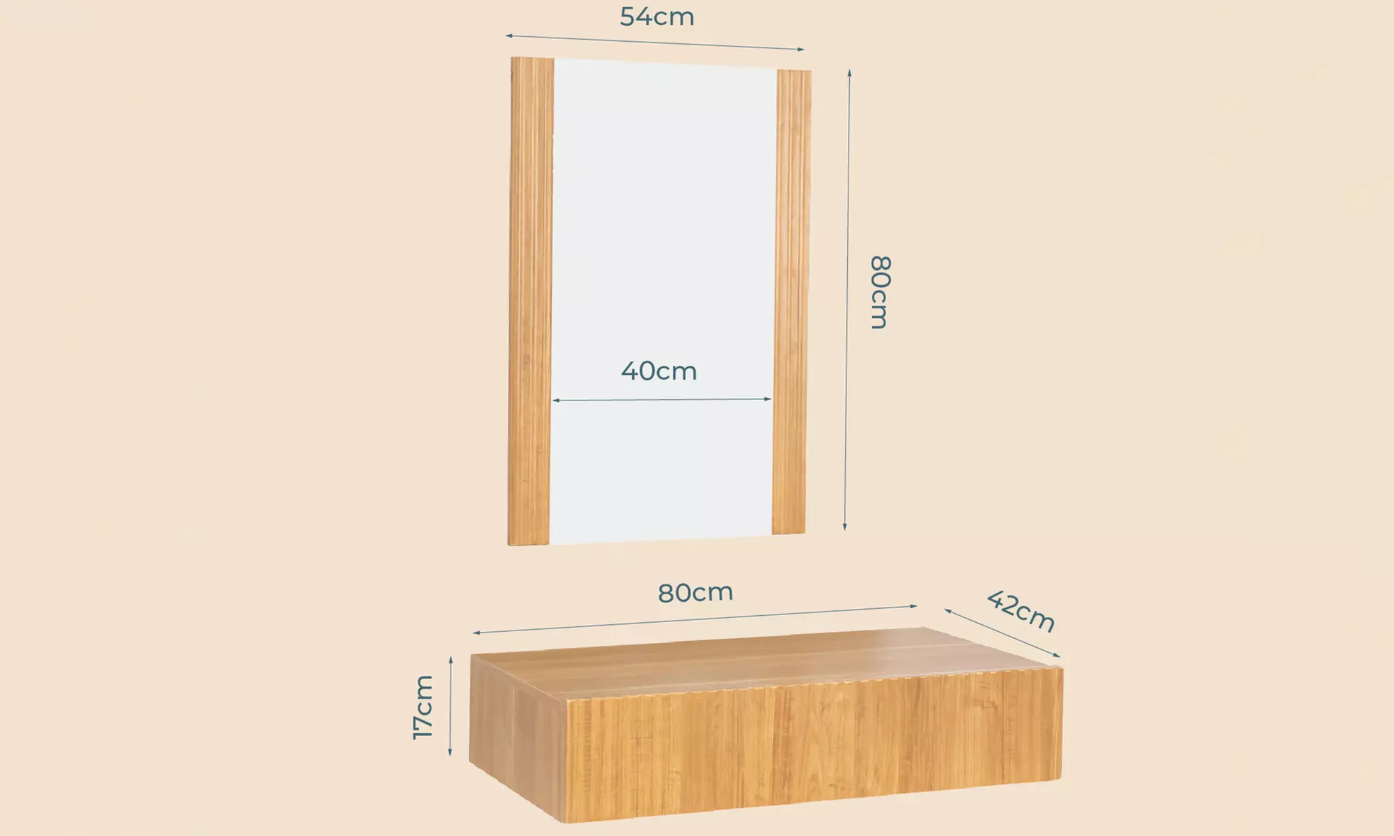 Toletta Velia scanalata con cassetto e specchio