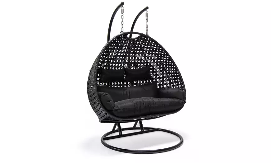 Image 2: Home Deluxe zwarte polyrattan hangstoel 