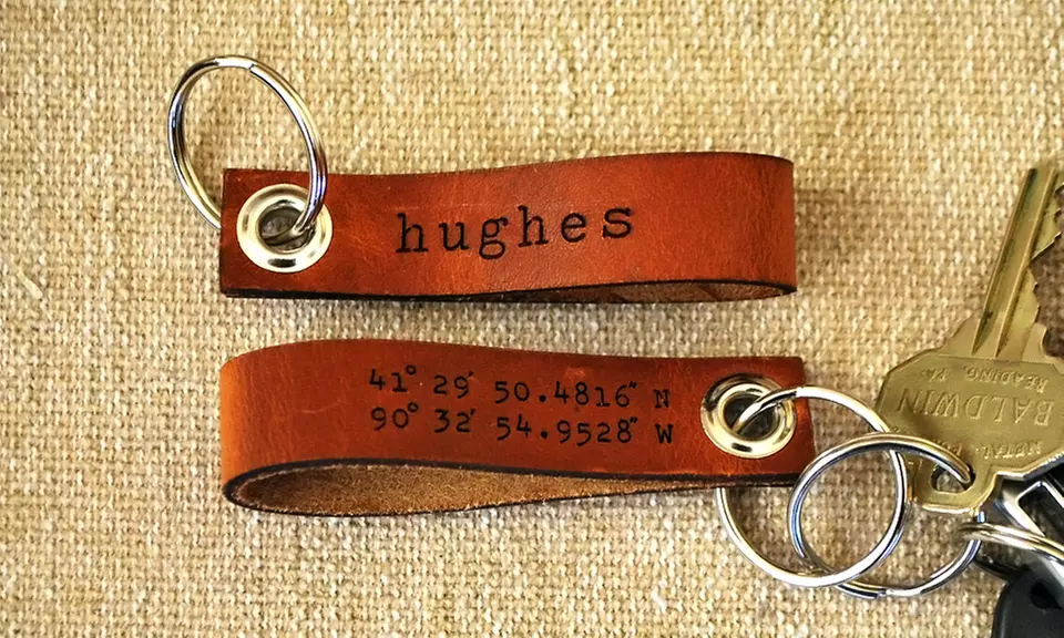 One, Two, or Four Personalized Leather Latitude-Longitude Key Chains from LilyDeal (Up to 71% Off) - Primary Image