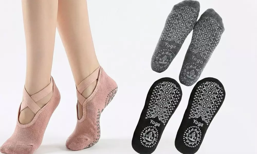 3 paia di calzini antiscivolo con punta tonda e cinturino incrociato