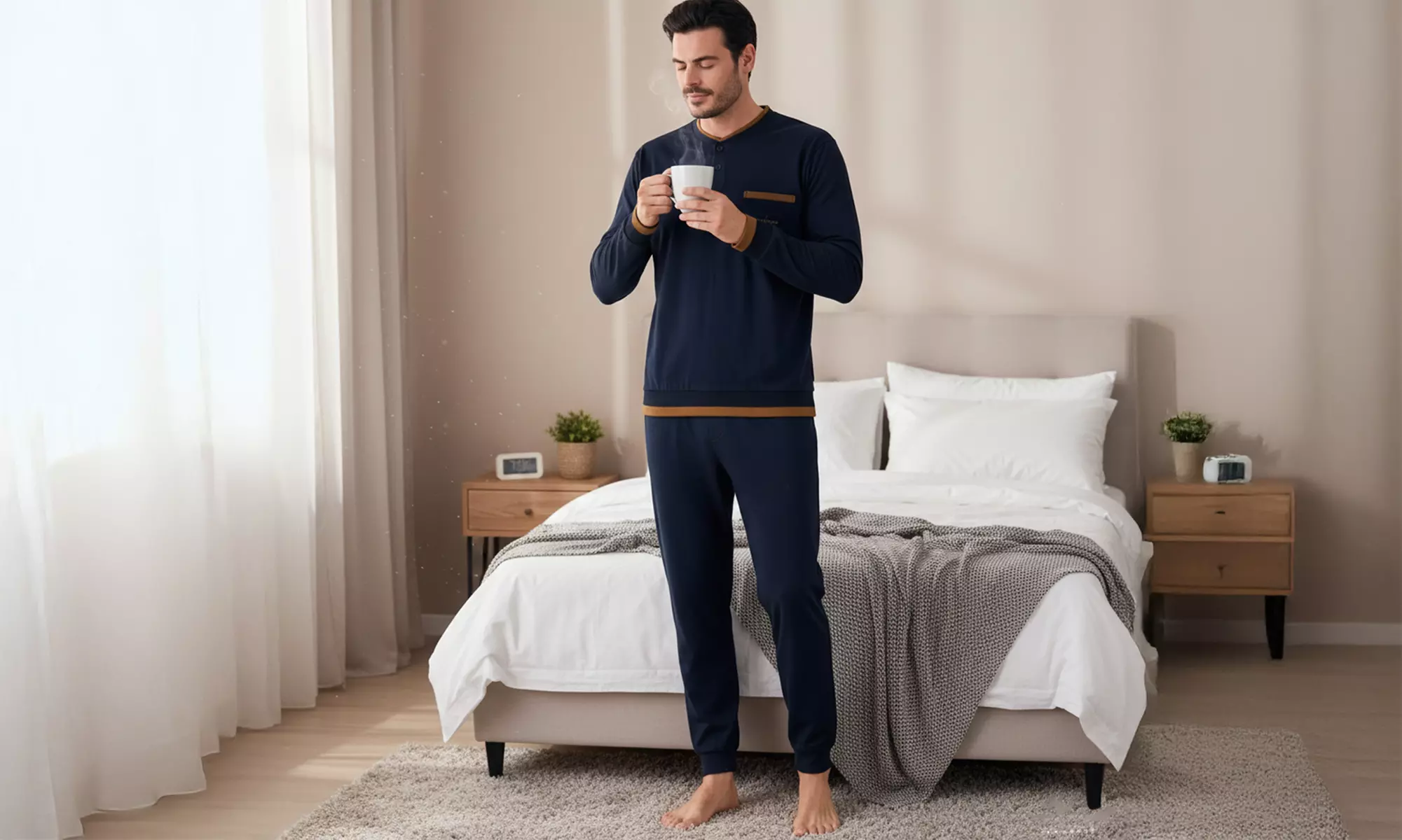 Navigare Herren-Pyjama aus Baumwolle