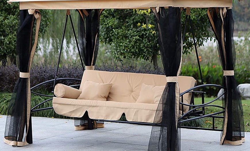 Image 4: Outsunny Three Seater Swing Chair