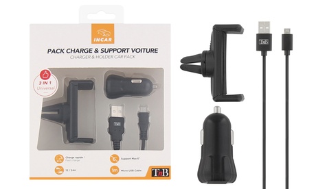 Set 3 accessori auto T'nB per smartphone