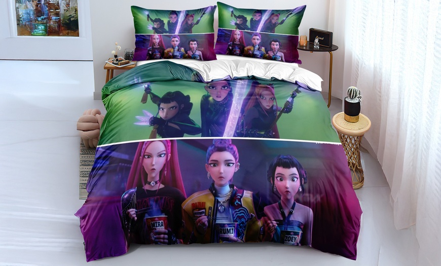 Image 9: KPop Demon Hunters Inspired Bedding Set